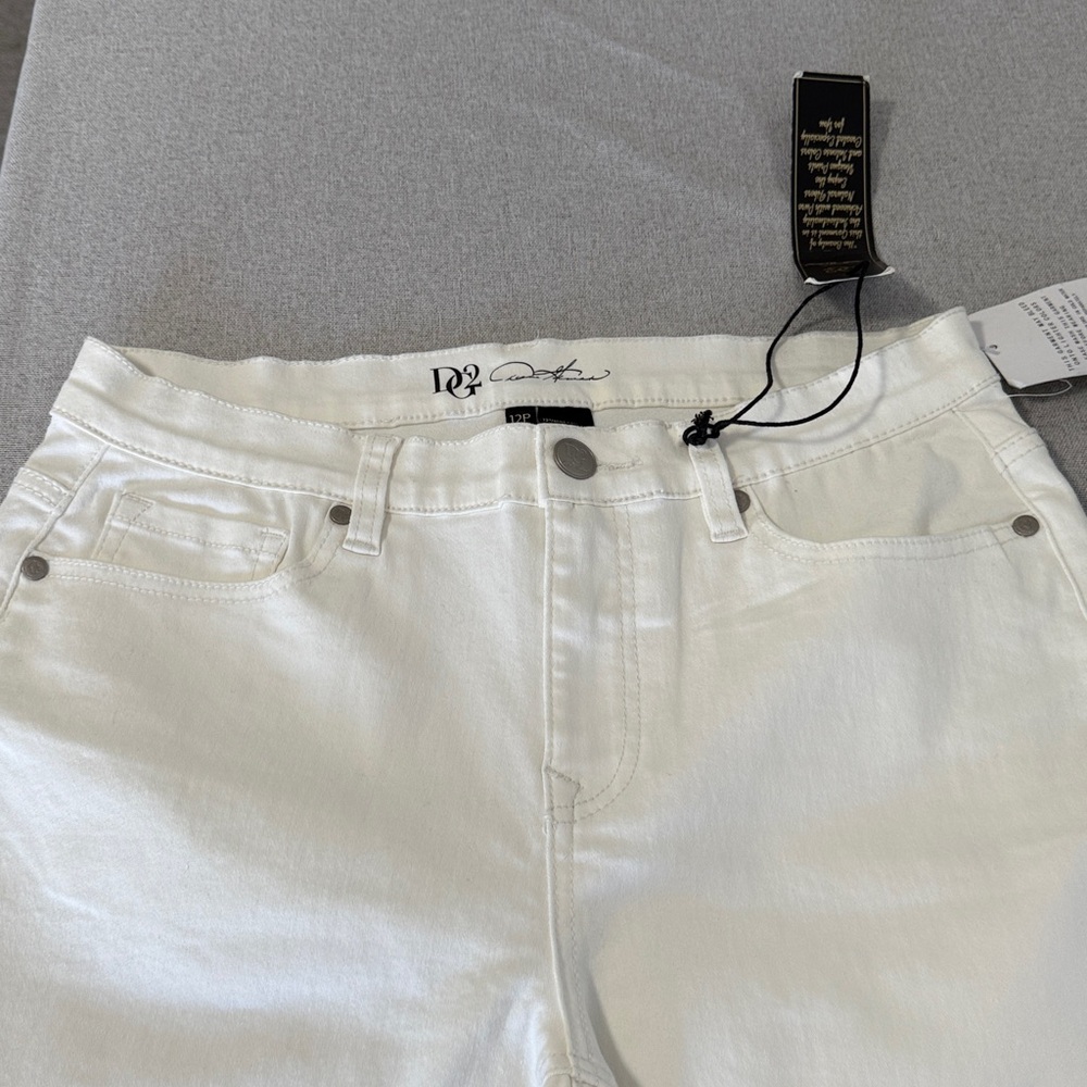 Diane Gilman DG2 Cropped Stretch White Denim Jeans Women's SZ12P. - Picture 9 of 14